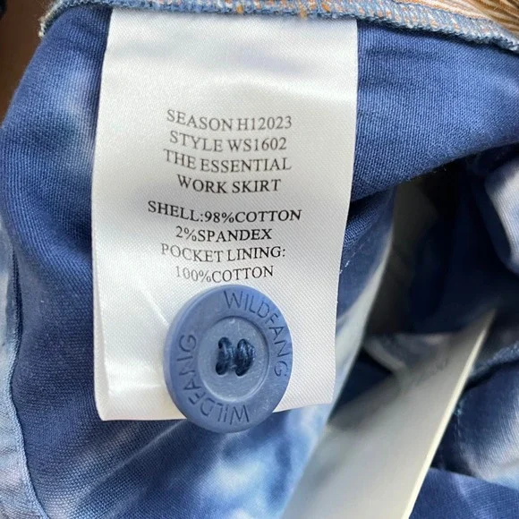 Wildfang The Essential Work Skirt In Blue Tie Dye Size Large NEW - Picture 5 of 5